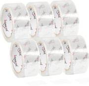 Tape per imballaggio - 6 rotoli - 66m lungo 50mm largo - trasparente - adesione forte - per imballaggio spedizione e traslochi