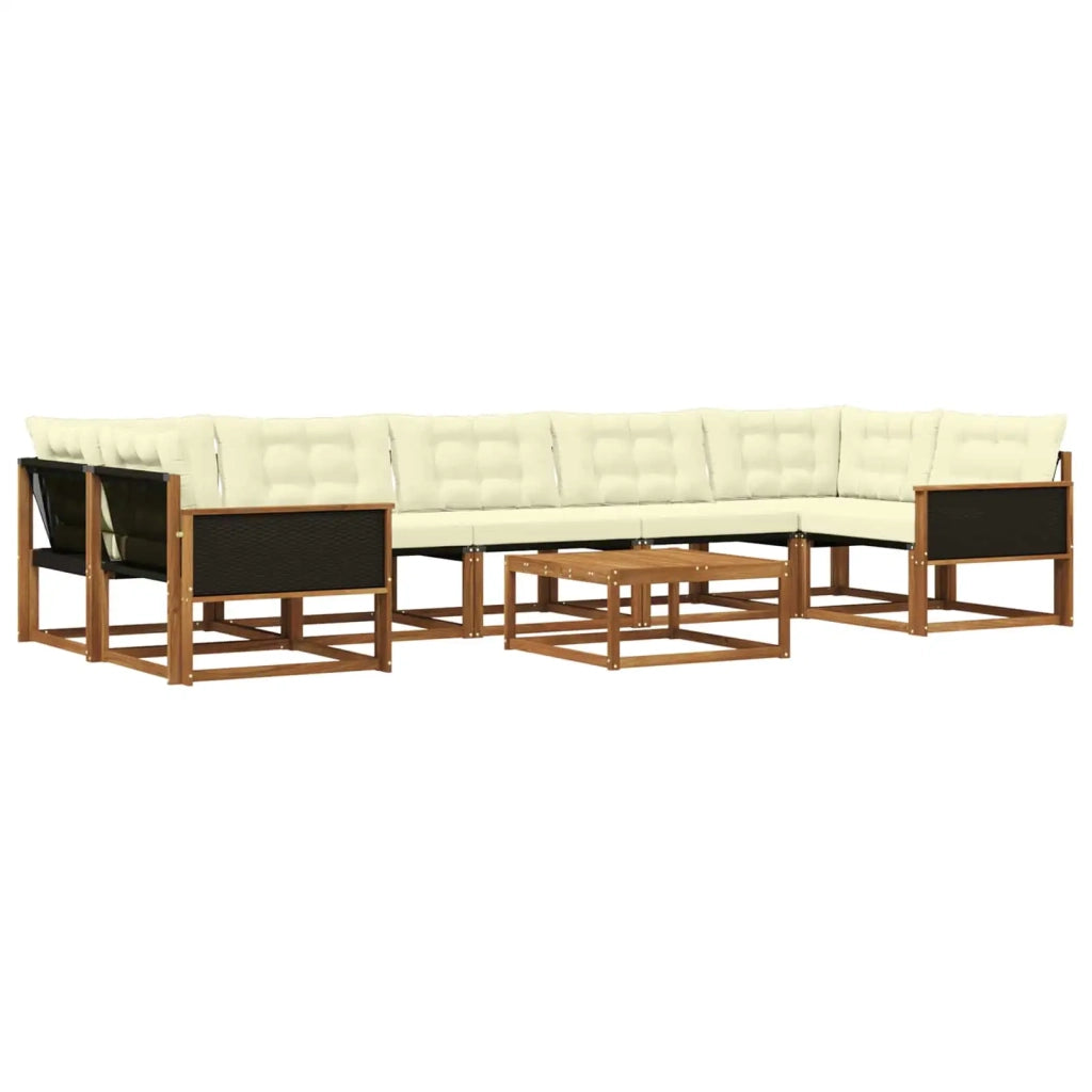 Set di divani da esterno con cuscino 8 pcs Naturale e Crema