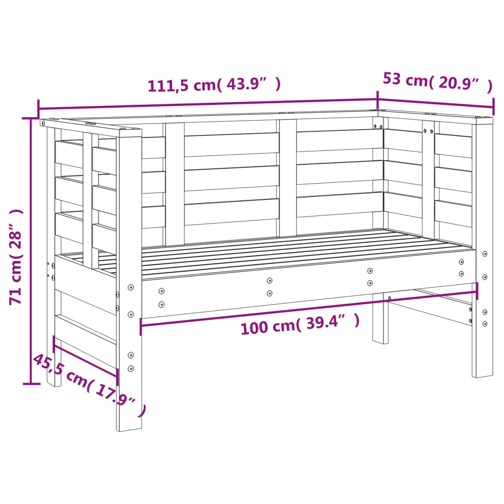 Set Salotto da Giardino 3 pz Grigio in Legno Massello di Pino 825144