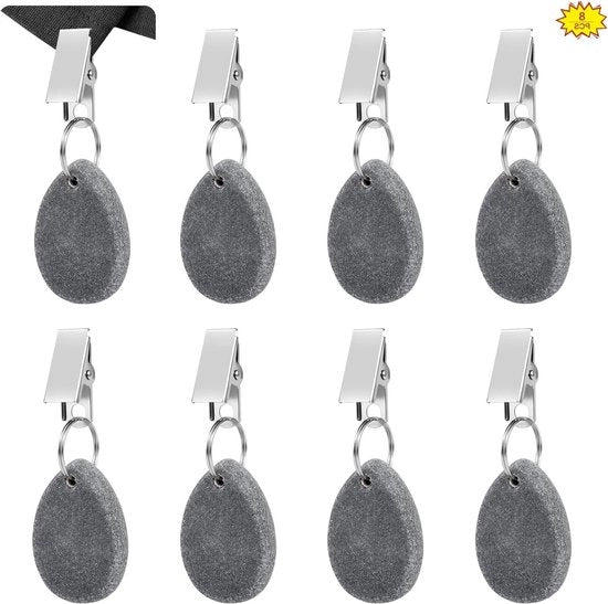 Assestatori di tavolo con peso marzocco grigio piatto, clip in acciaio inossidabile, 8 pezzi, 35 x 1 cm, assestatori di tavolo