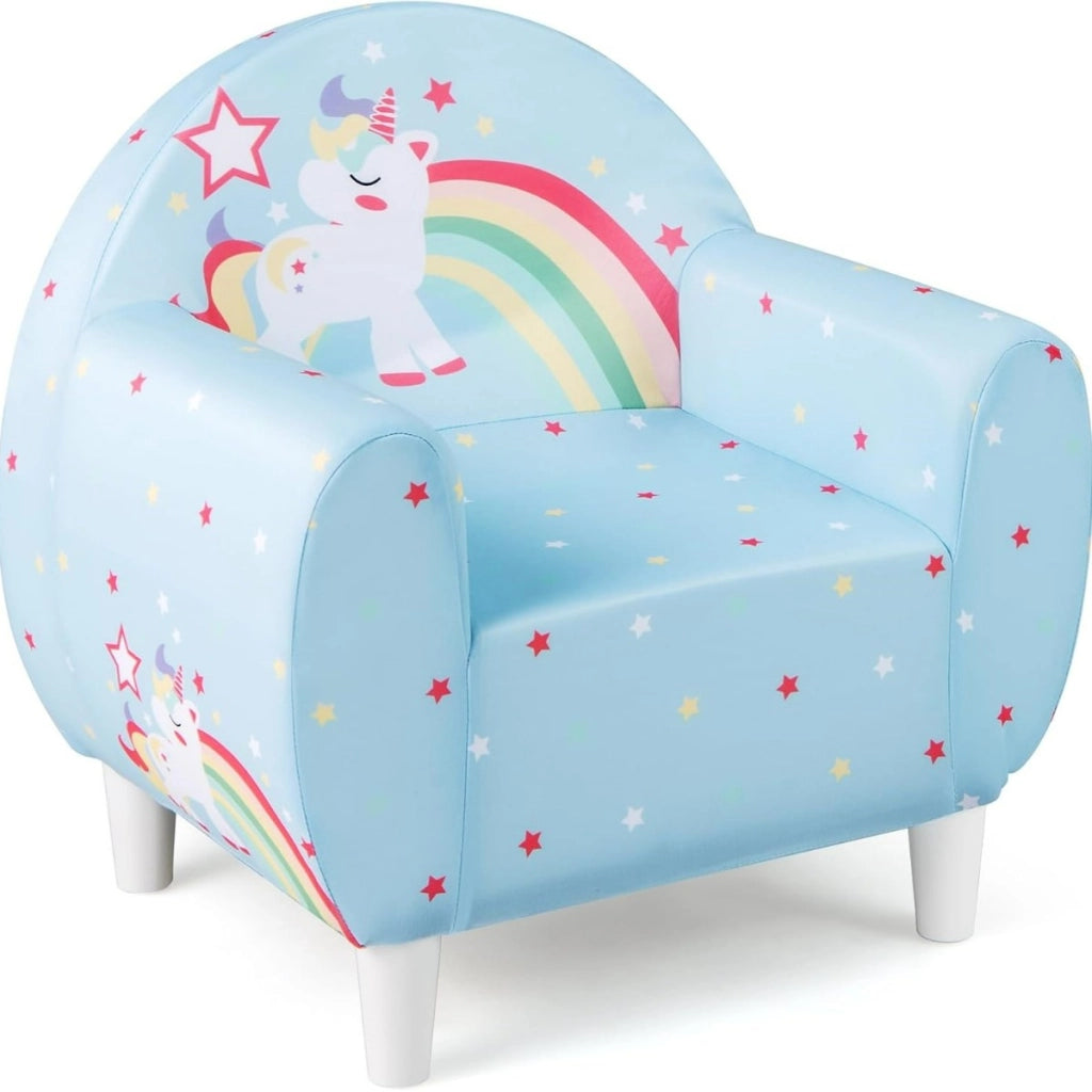Sofa per bambini con tema unicorno colorato, Divano per bambini per ragazzi ragazze Blu