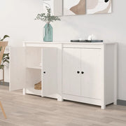 Credenze 2 pz Bianco 70x35x80 cm in Legno Massello di Pino cod mxl 13879