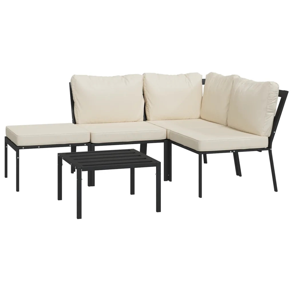 Set Salotto da Giardino 5pz con Cuscini Sabbia in Acciaiocod mxl 124641