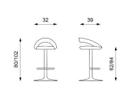 E-STYLO Sgabello moderno con alzata a gas, perfetto per arredare cucine, penisole e angoli bar con stile e funzionalità, 39cm X 32cm H. 80/102cm