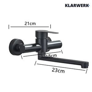 MAX |rubinetto miscelatore gastronomia montaggio a parete nero|rubinetto cucina professionale acciaio inox con doccetta|ristorante parete bocca piatta