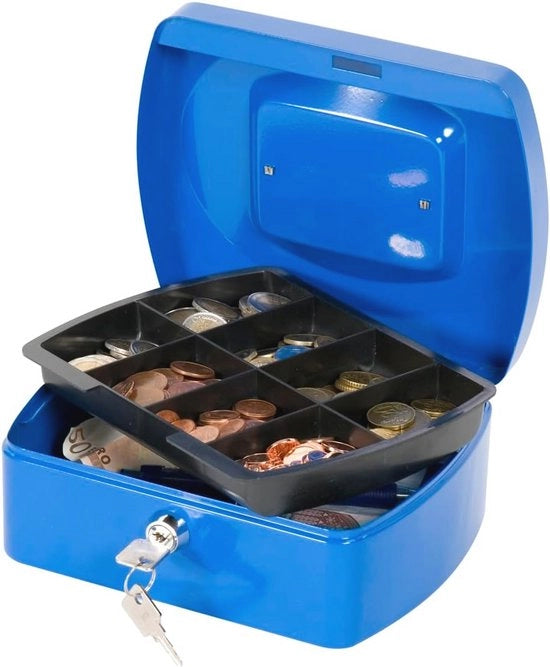Cassetta di Denaro 20,32 cm - Soluzione di Sicurezza Blu con Blocco di Sicurezza a Cilindro