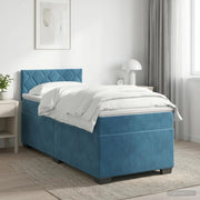 Letto box spring con materasso Blu Scuro 100 x 200 cm Velluto 3450666