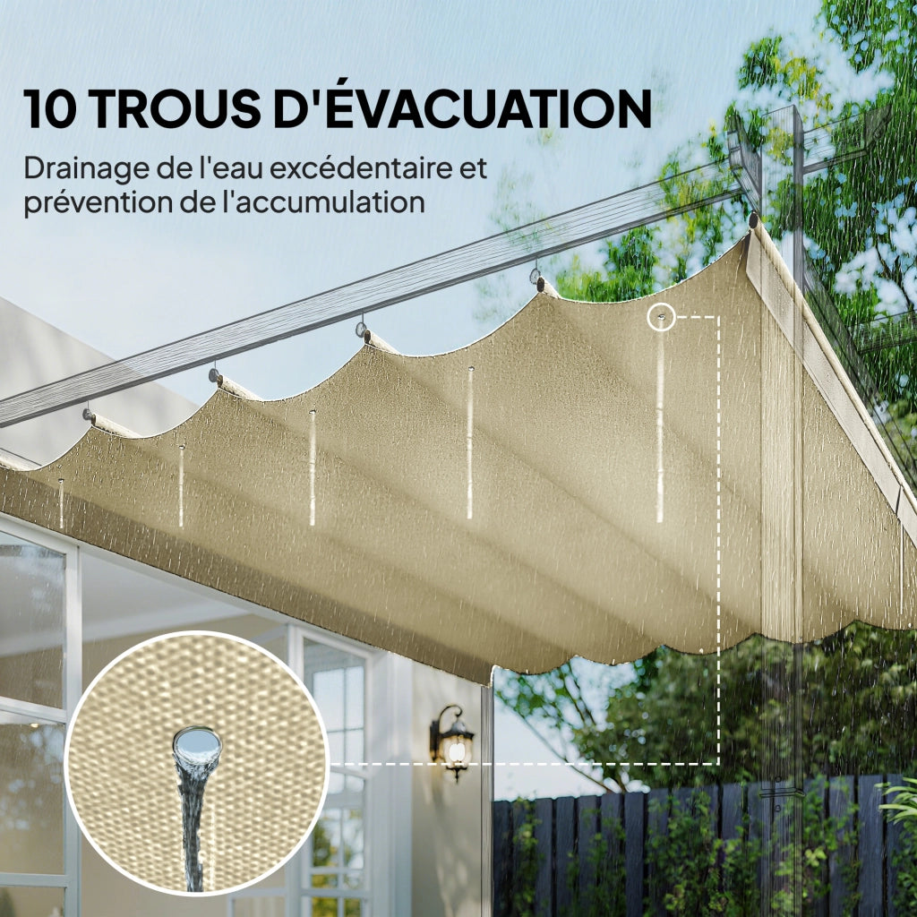 Tenda per Pergola Retrattile ¨C Zephmum ¨C 400x300 cm Crema