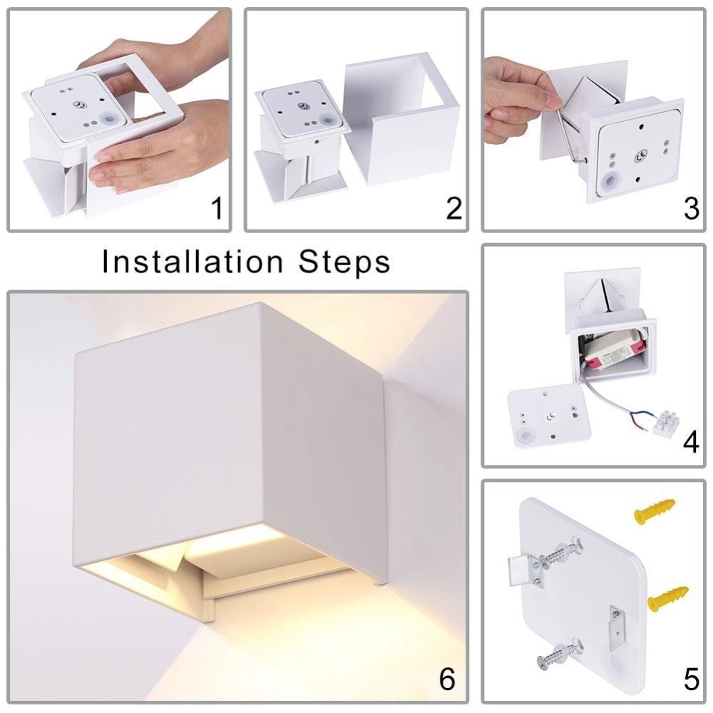 Trade Shop - Applique Led Cubo Bianco Lampada Da Parete 5w 750lmn Luce Regolabile Updown Ip65 -