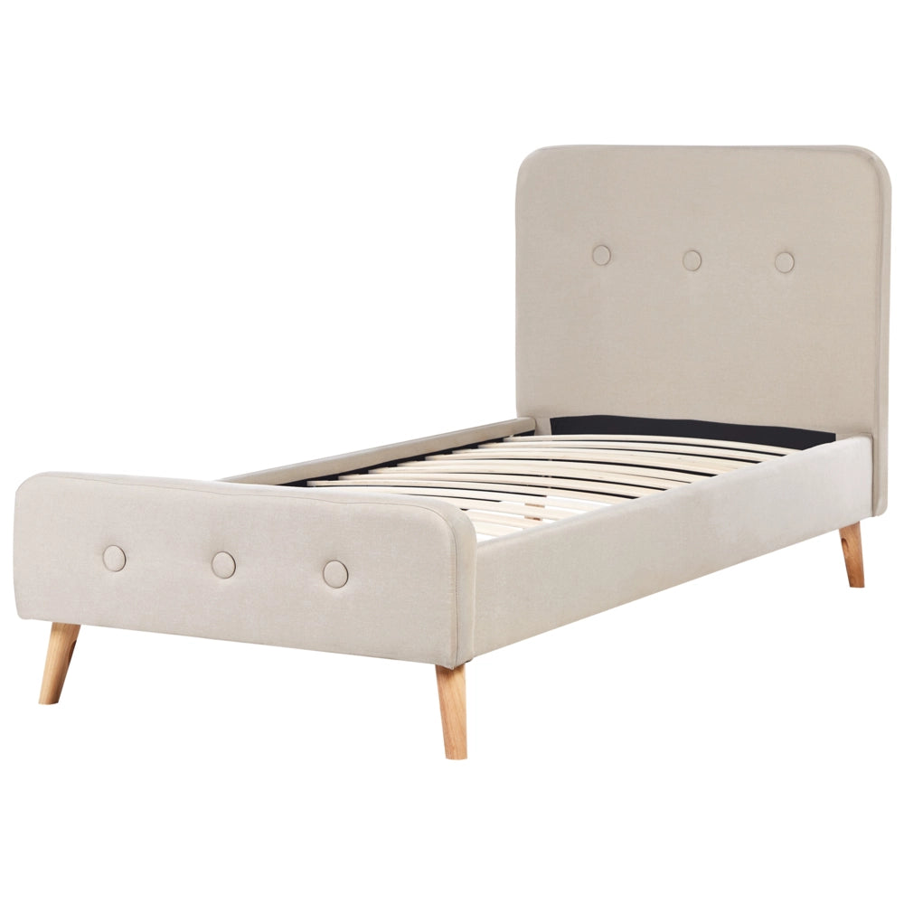 Letto a doghe Gambe in legno imbottite in tessuto poliestere beige 90 x 200 Taglia unica Design moderno