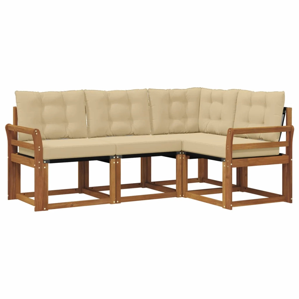 Set di divani da esterno con cuscino 4 pcs Naturale e Beige