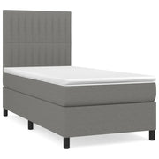Letto singolo | Letto per adulti | Giroletto a Molle con Materasso Grigio Scuro 90x190 cm Tessuto
