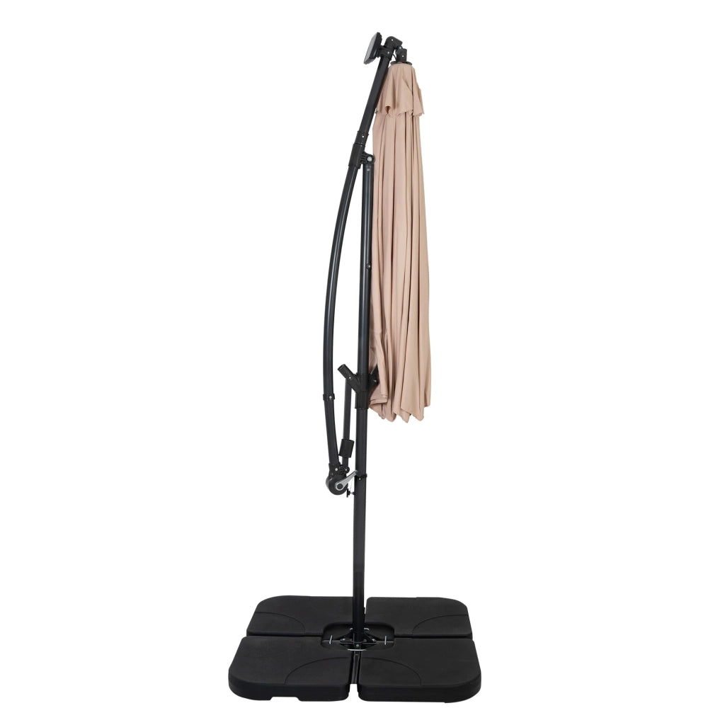 Ombrellone LED Decentrato 3m Beige Banana con Base Quadrata