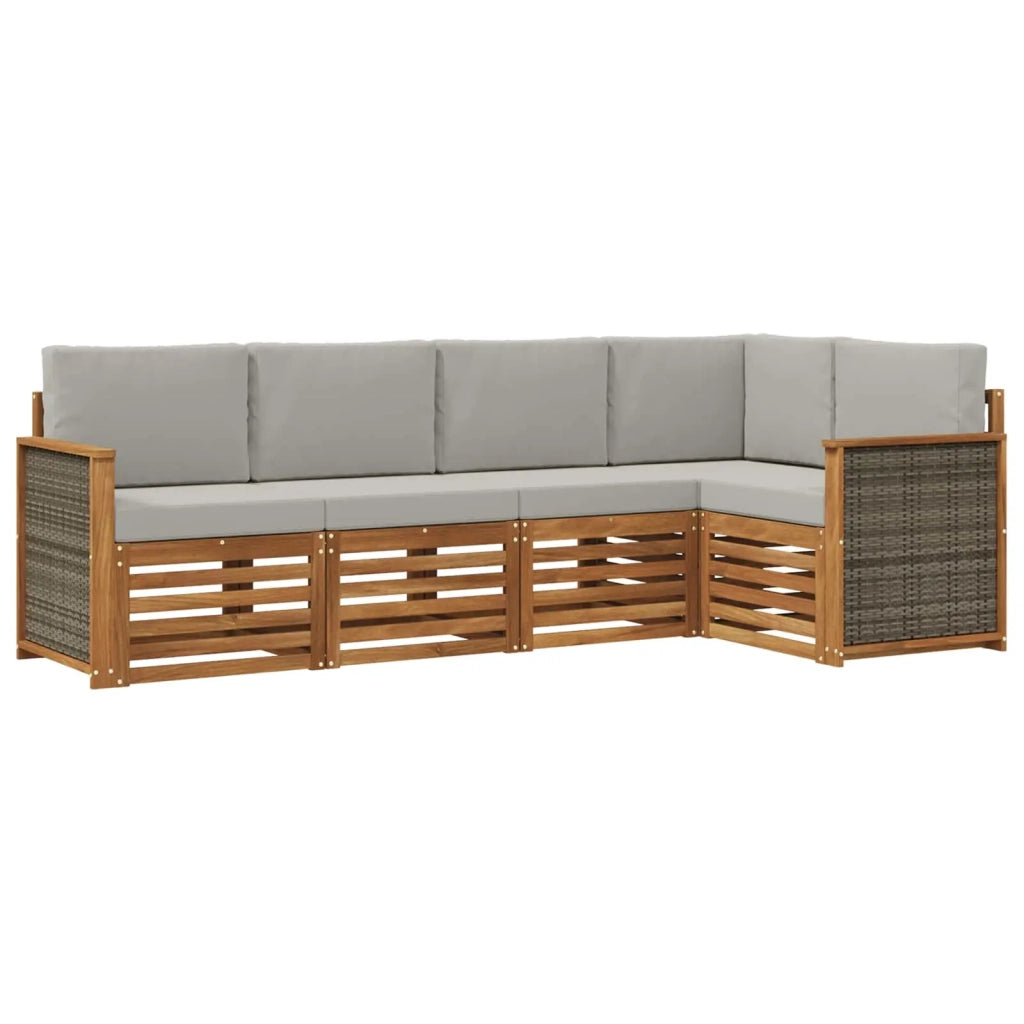 Set divano sezionale con cuscino 4 pcs Naturale e Grigio Chiaro
