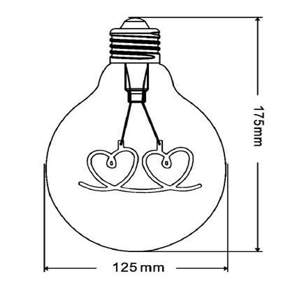 Lampadina globo a LED attacco E27 stile vintage con scritte filamento luce calda disegno CUORI Luce calda 2500K