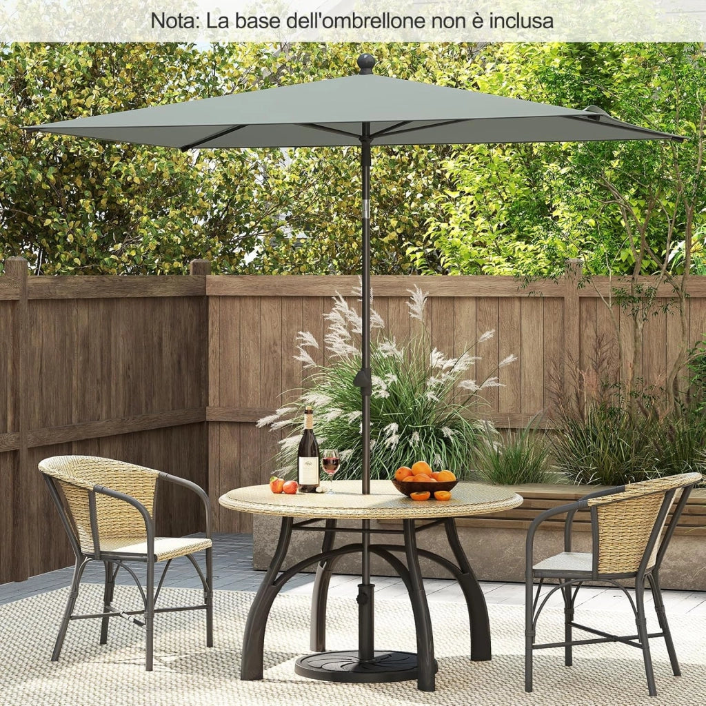 Ombrellone per Patio 213 X 140 cm, Ombrellone Rettangolare da Esterno con Inclinazione Regolabile, Borsa di Trasporto, Parasole Pieghevole per Veranda, Giardino, Piscina, Spiaggia (Grigio)