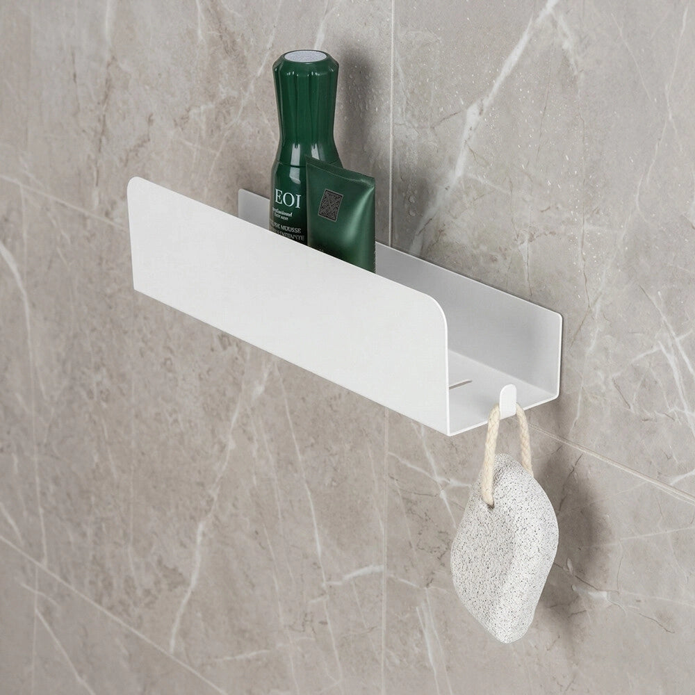 Mensola doccia 30 cm bianco in acciaio inox senza fori Rea
