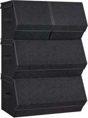 SONGMICS Set di 4 Scatole con Coperchio, Organizzatori Impilabili per Armadi, Contenitori con Chiusura Magnetica, Scatole in Tessuto, Struttura in Metallo, per Libri Vestiti, Nero Classico RLB022B01