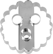 Stampo per biscotti a forma di Linzer con 3 fori, per l'estrazione e la decorazione di biscotti, marmellata e fondant, acciaio inox, lavastoviglie, dimensioni: 10 cm…