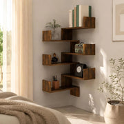 Wall Corner Shelves, 2 Pieces, Smoked Oak, 40x40x50 Cm, Engineered Wood.