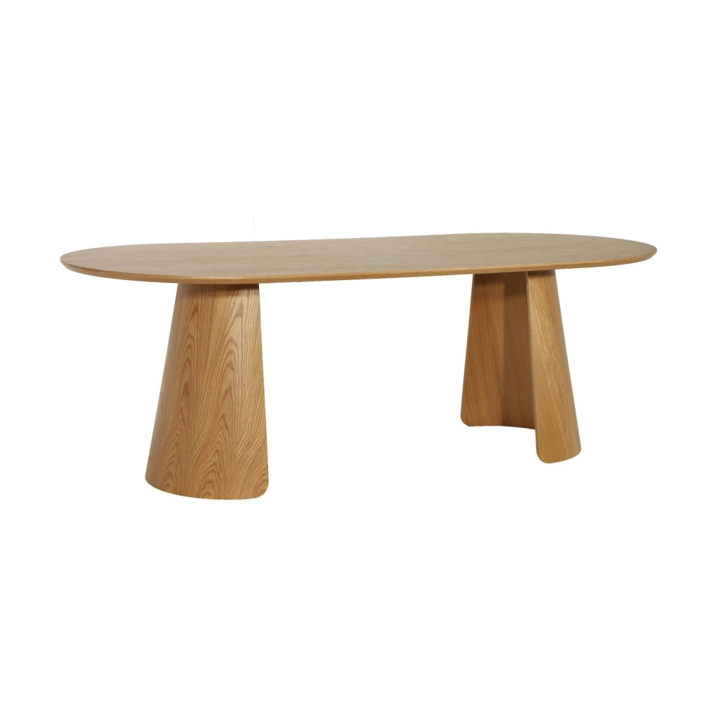 Tavolo da pranzo ovale decorato in legno, 8 posti, quercia