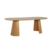 Tavolo da pranzo ovale decorato in legno, 8 posti, quercia