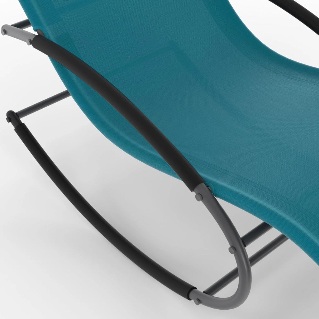 Set di 2 sedie a Dondolo da Giardino Malawi in Tela Grigio Antracite e Blu Anatra