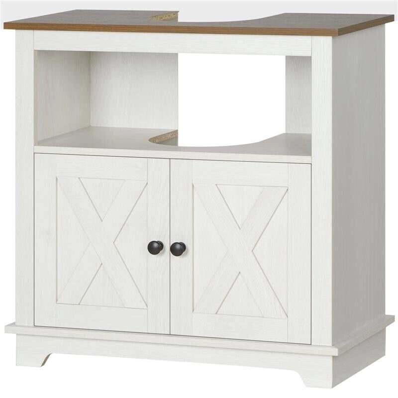 MOBILE BAGNO SOTTO LAVABO CON ARMADIETTO A 2 ANTE E RIPIANO APERTO, IN TRUCIOLATO, 60X30X60 CM
