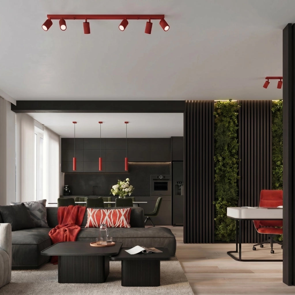 Plafoniera KARBON 6L rosso