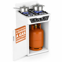 Cucina a Gas 48,5x45,5x 65,5 cm con Piano Cottura 4 Fuochi da Esterno con Vano Portabombola Bianco