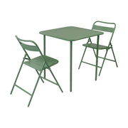 Set tavolo da giardino in acciaio con 2 sedie pieghevoli, 70cm, verde