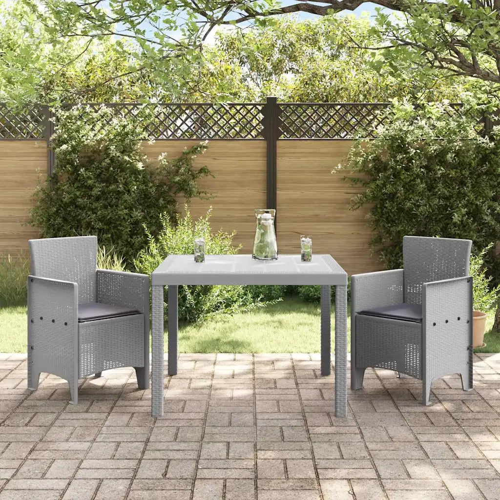 Set da Pranzo per Giardino 3 pcs Grigio chiaro Polipropilene