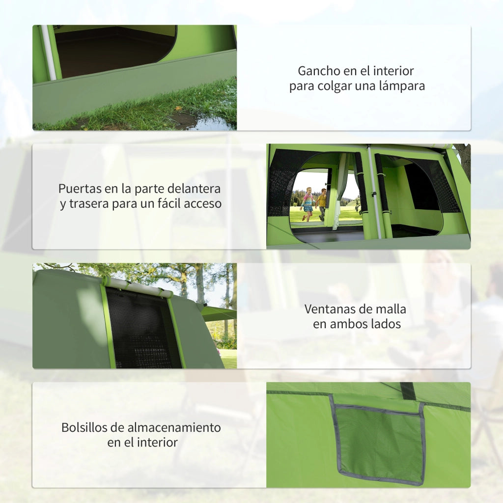 Tienda da Campeggio 4 Posti con Rete Zanzariera ¨C zephmum ¨C Verde 405x305x225 cm