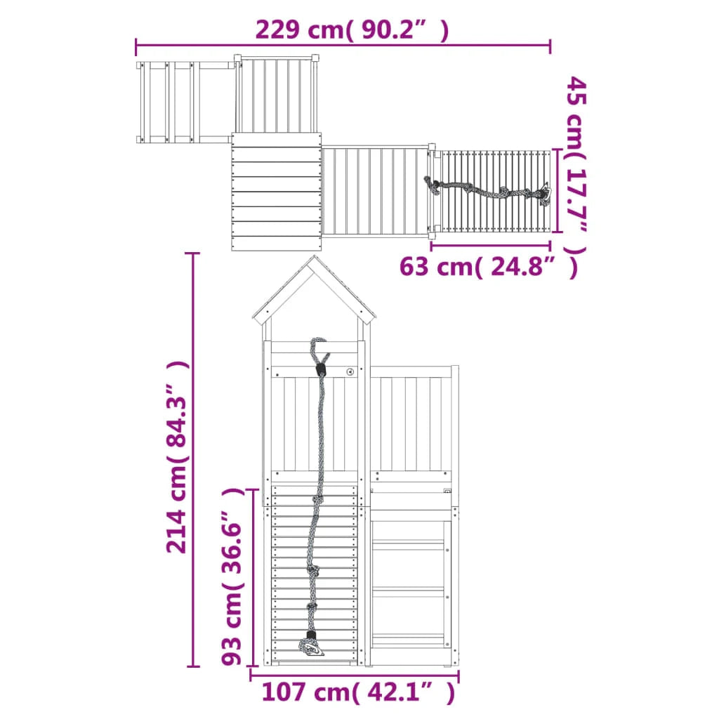Casetta da gioco con parete da arrampicata 229 x 107 x 214 cm legno di pino impregnato 02_0004825