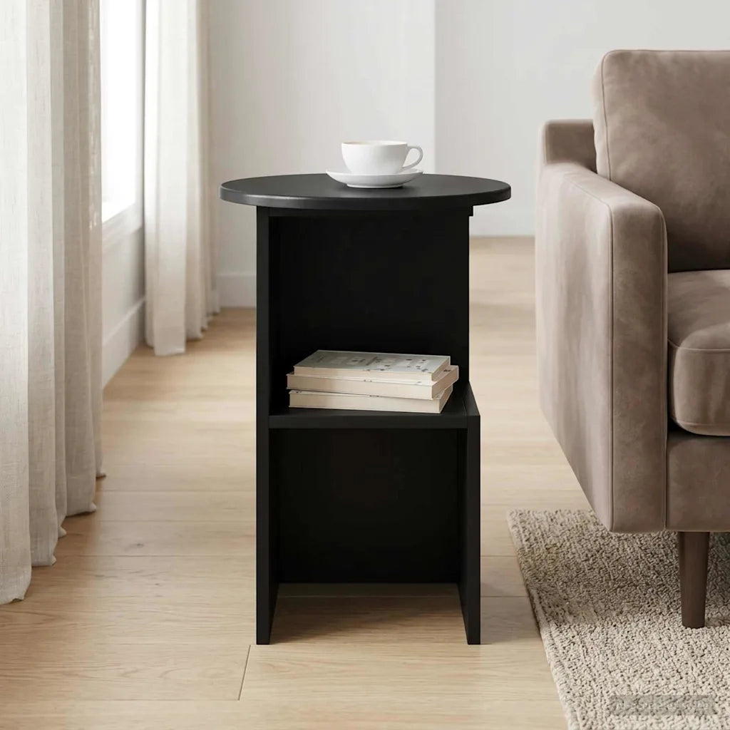 Tavolo laterale Rovere Nero Ø 39,5 x 55 cm Legno ingegnerizzato