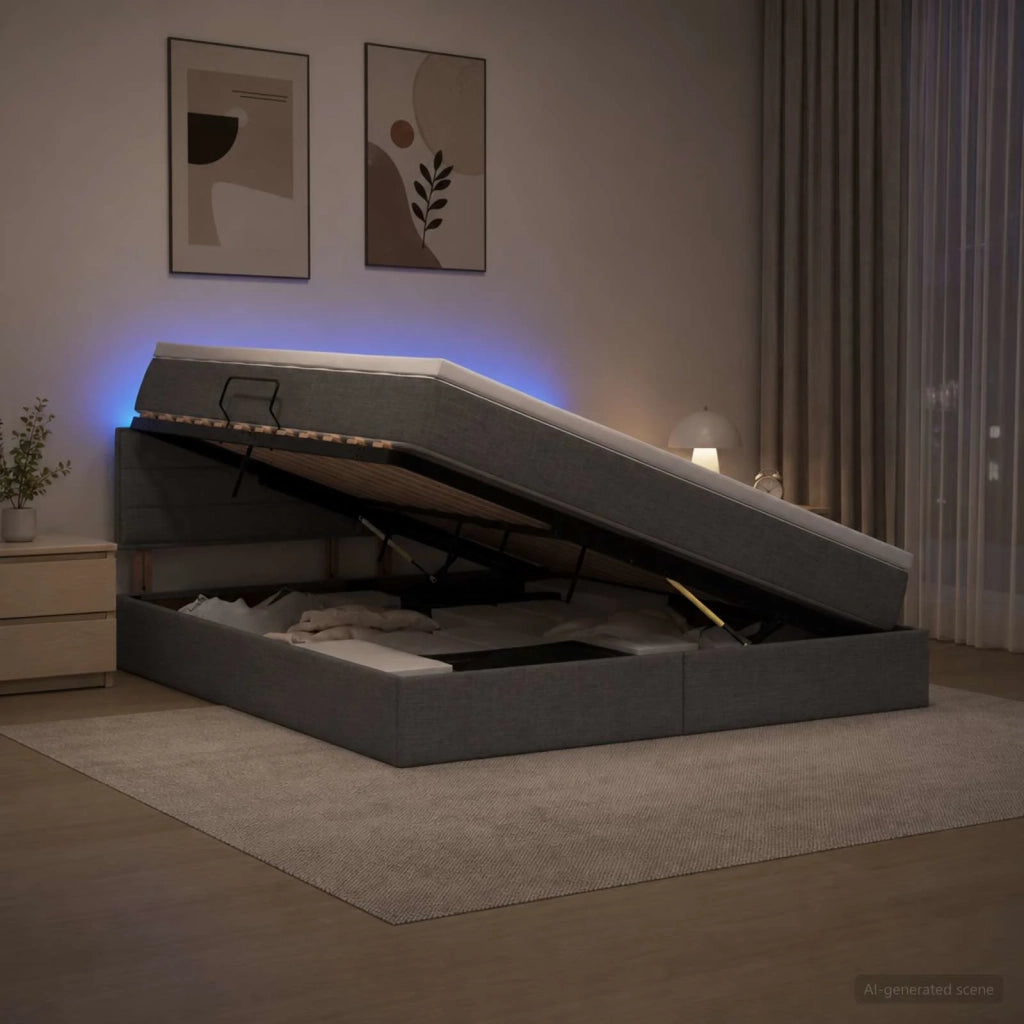 Letto con contenitore LED e materasso Grigio Scuro 160 x 200 cm 3459010