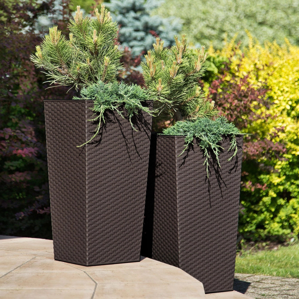 Vaso da giardino KADAX con inserto per fiori e coperchio, grande, alto, per terrazza, 68 cm