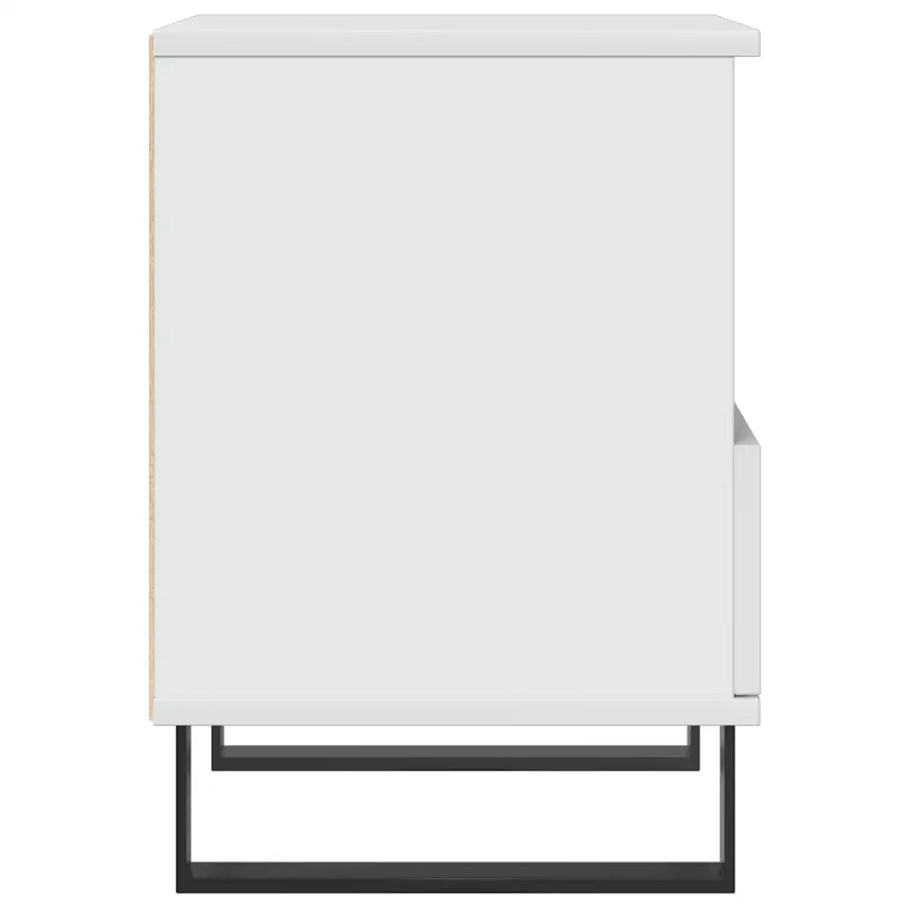 Comodino | Armadio da Notte | Mobiletto da notte Bianco Lucido 40x35x50 cm in Legno Multistrato