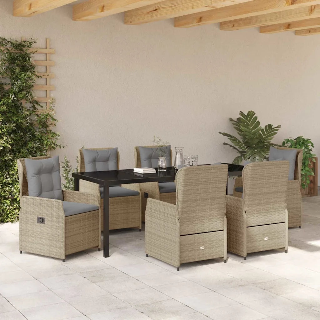 Set da Pranzo per Giardino 7 pcs Beige e Grigio Chiaro 3380965