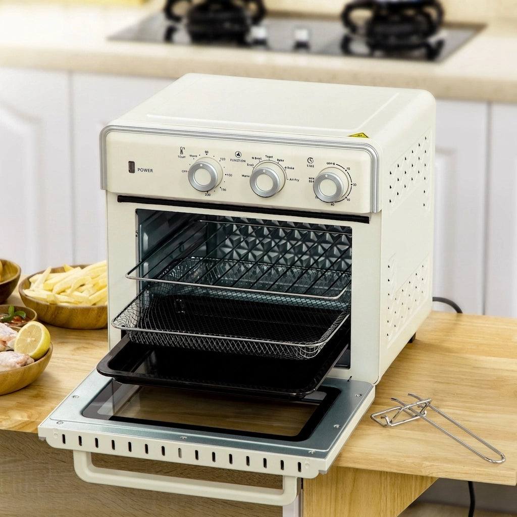 Mini Forno Ventilato 20 L 1400 W 7 in 1 con Temperatura 90-230°C; Timer 60 Min e Cestello