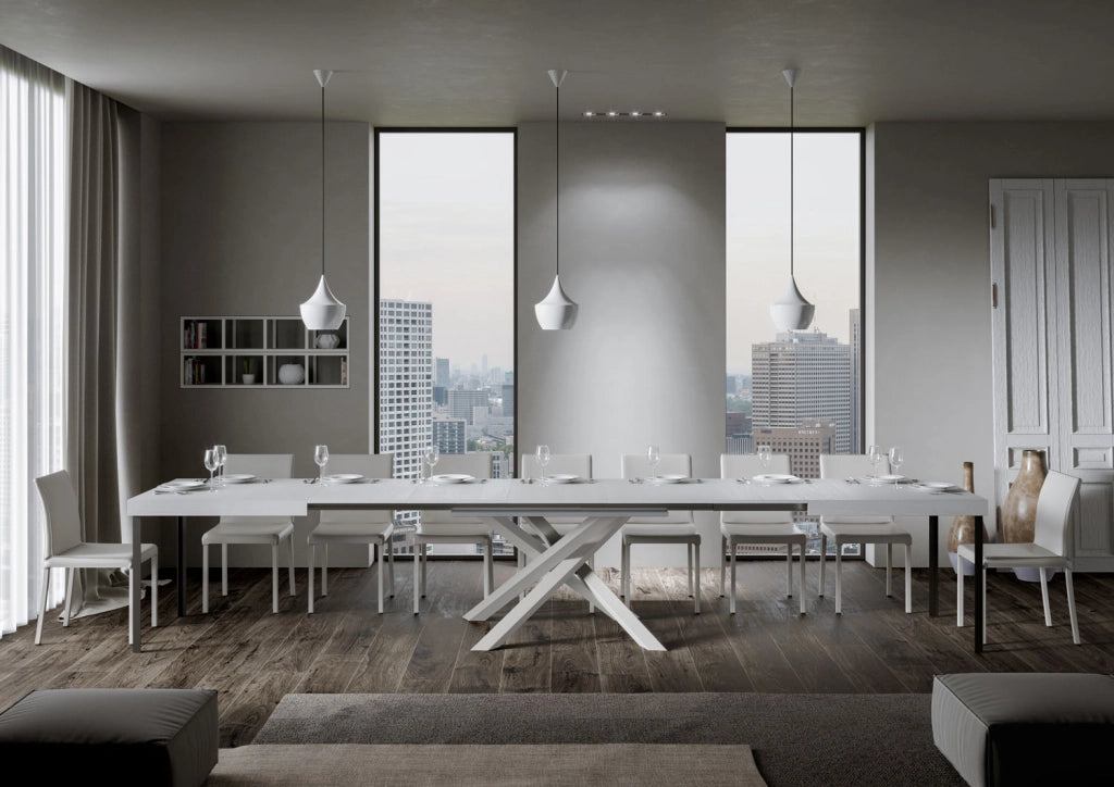 Tavolo allungabile 90x160/420 cm Volta bianco frassino telaio bianco
