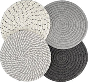 Set di Supporti per Padelle Ronde Resistenti al Calore da 4 pezzi - Assorbenti - Antiscivolo - Accessori da Cucina - 18 cm - Beige, Grigio Scuro, Grigio chiaro