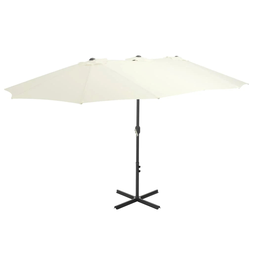 Ombrellone da esterno e palo in alluminio 460 x 270 cm sabbia 02_0008297