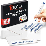 Strisce Magnetiche Descrivibili - 30 Magnetici Descrivibili - 10 x 15 cm (Bianco) - Magnetici Descrivibili per Tabellone Whiteboard, Kanban, Pannello Magnetico o come Magnetici Descrivibili per il Frigorifero