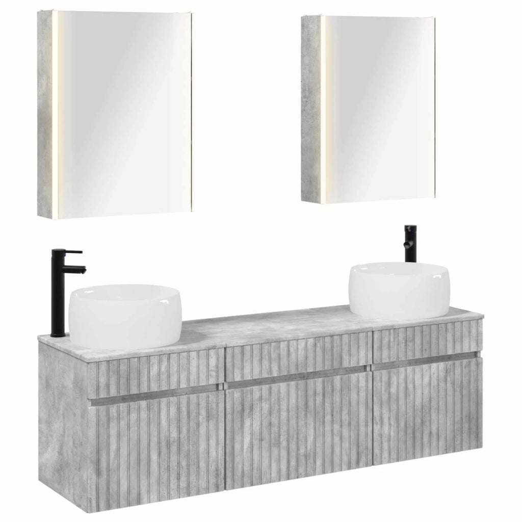 Set di Armadi da Bagno 5 pcs Grigio Cemento 53 x 15,5 x 70 cm 3406650