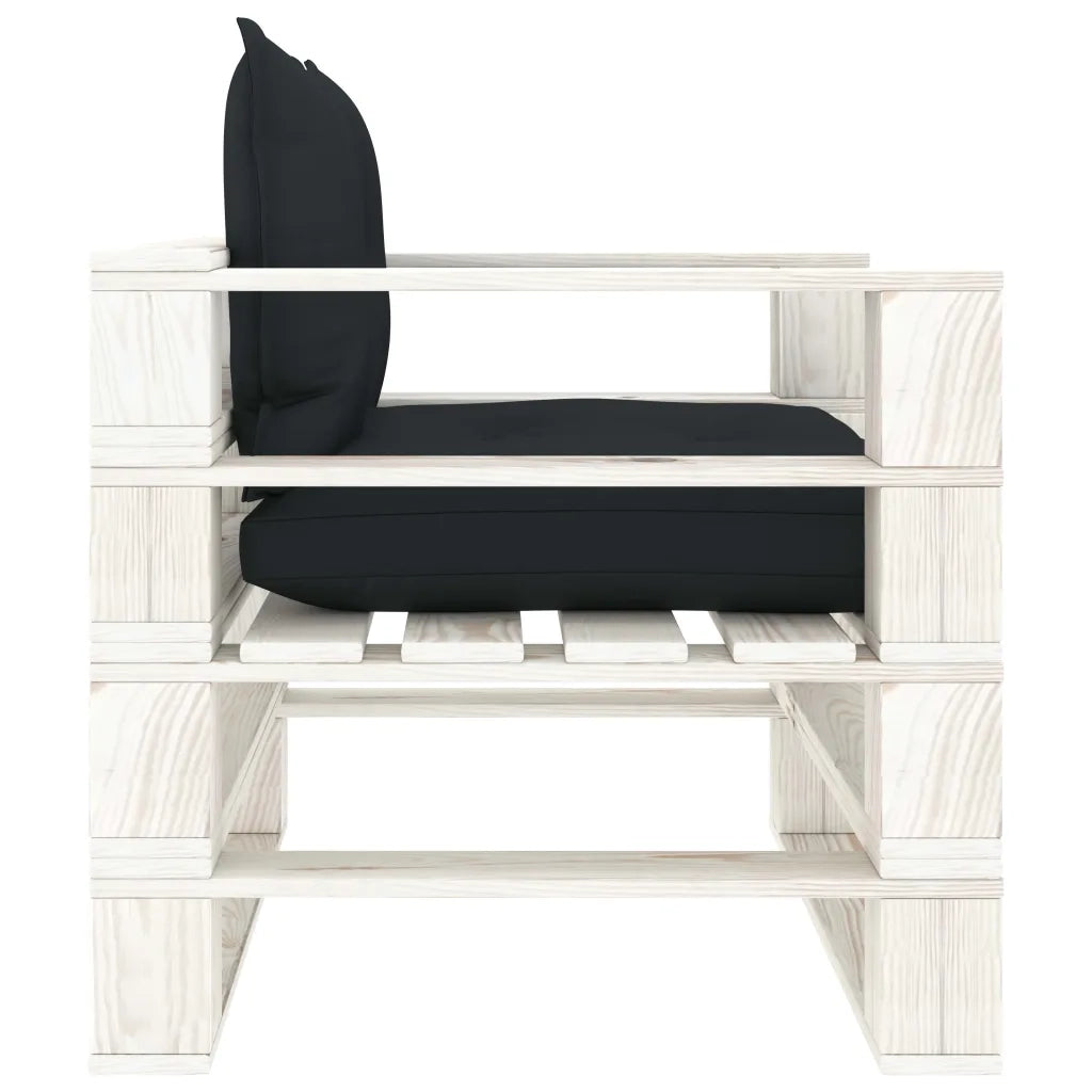 Poltrona da Giardino Pallet con Cuscini Antracite in Legno 3052372