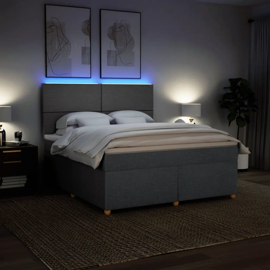 Giroletto a Molle con Materasso Grigio Scuro 180x200 cm Tessuto