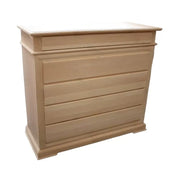 cassettiera classica 5 cassetti legno grezzo 127x52x117 (3000) - Mobili 2G