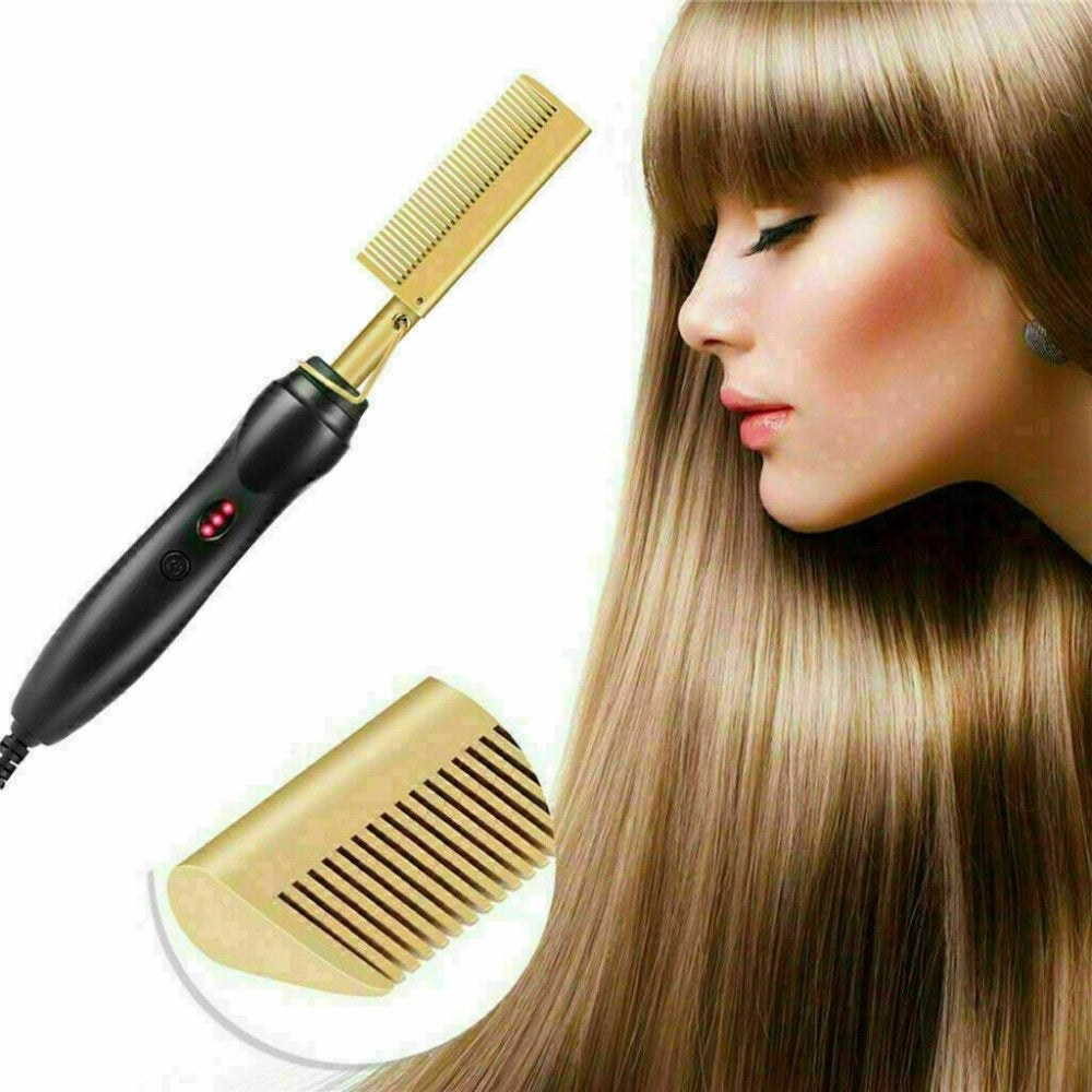 Trade Shop - Pettine Caldo Piastra Per Capelli Lisci Riscaldamento Elettrico Barba Styling -