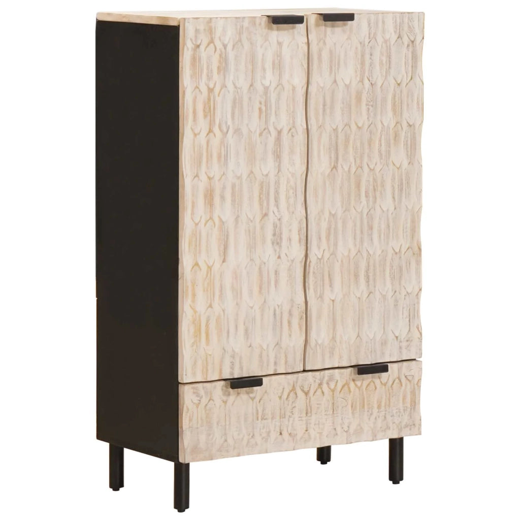 Credenza con Cassetto-Buffet-Armadio da cucina Finitura Bianco Lavato 60 x 33,5 x 100 cm